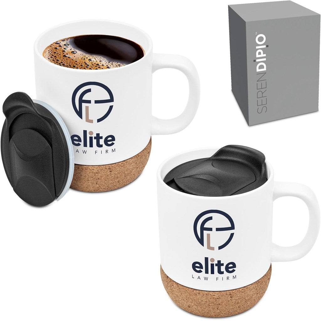 Serendipio Sienna Cork & Ceramic Sublimation Coffee Mug - 340ml