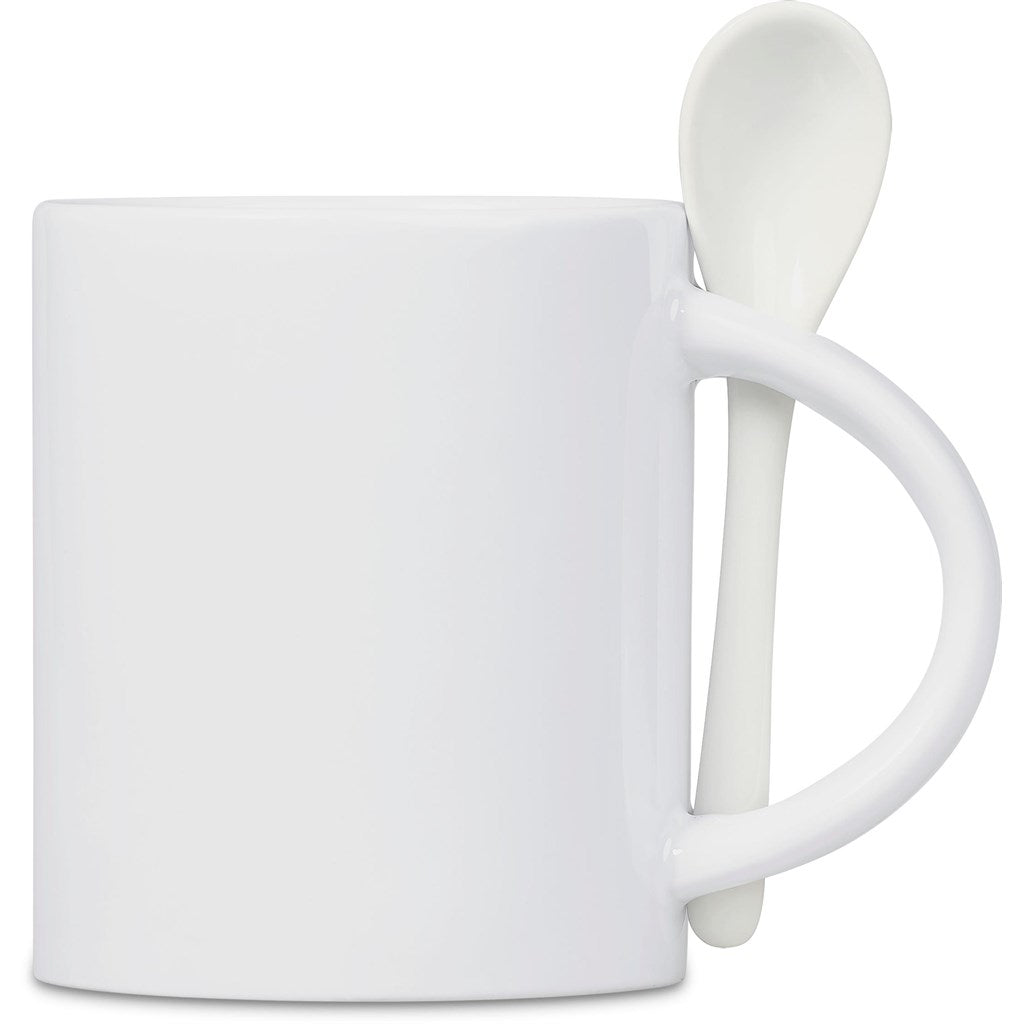 Eden Sublimation Ceramic Coffee Mug & Spoon Set - 320ml