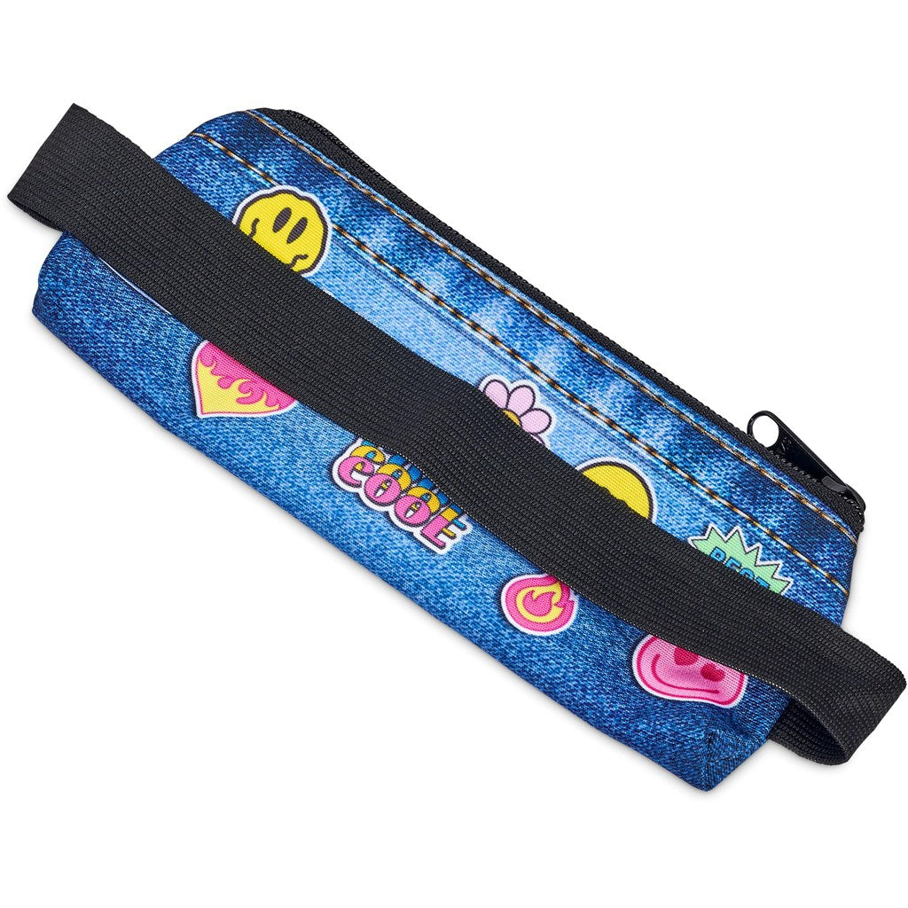 Pre-Printed Sample Hoppla Lagoon Polyester Pencil Case To Fit Over An A5 Notebook